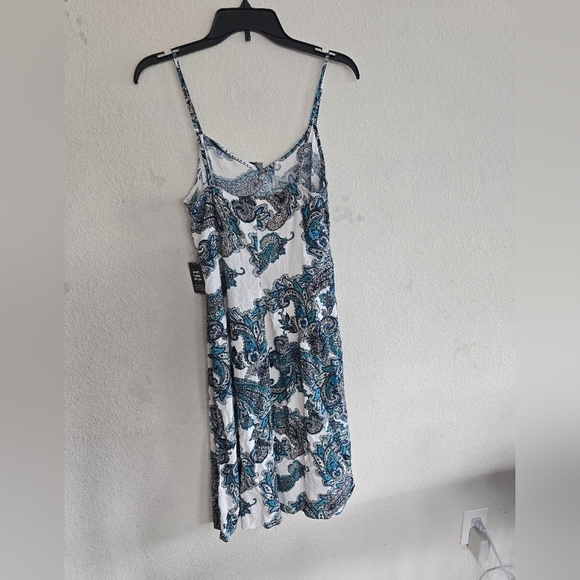 $70 Express Paisley BabyDoll Dress Women Sz S Blue White Sleeveless Coastal - Picture 10 of 14